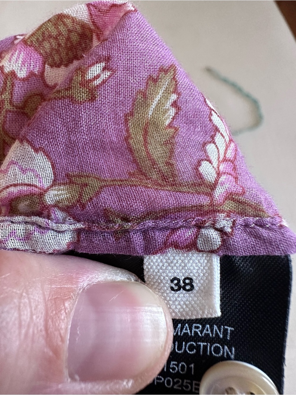 Isabel Etoile Marant Purple Floral Sheer Cotton Blouse Size Small Medium - Picture 9 of 9
